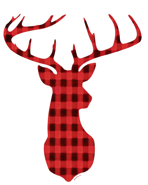 Red Checker Plaid Deer ~ Edible 2D Fondant Birthday Cake/Cupcake Topper ~ D1506