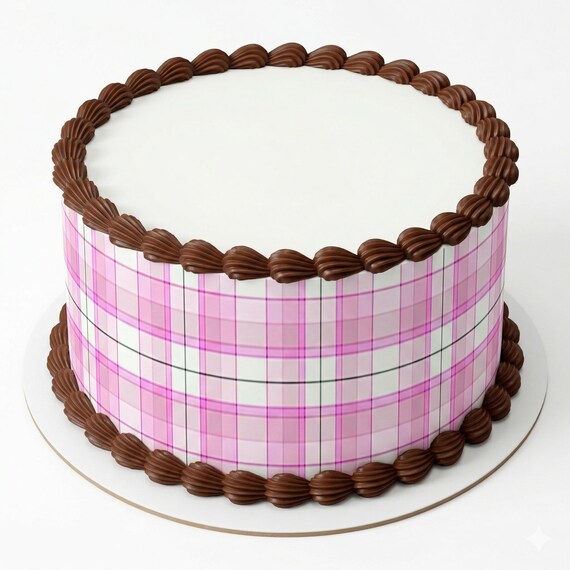 Plaid Tartan Edible Cake Side Strips, Girly Birthday Party Frosting Sheet Wrap Decoration ~ D24533