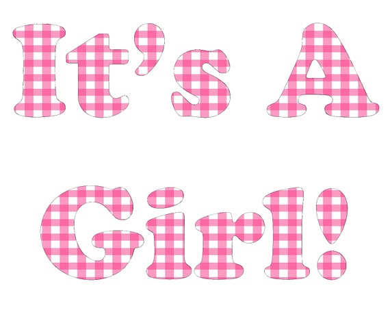 It's a Girl Pink Plaid Baby Shower Birthday ~ Edible 2D Fondant Birthday Cake/Cupcake Topper ~ D22795