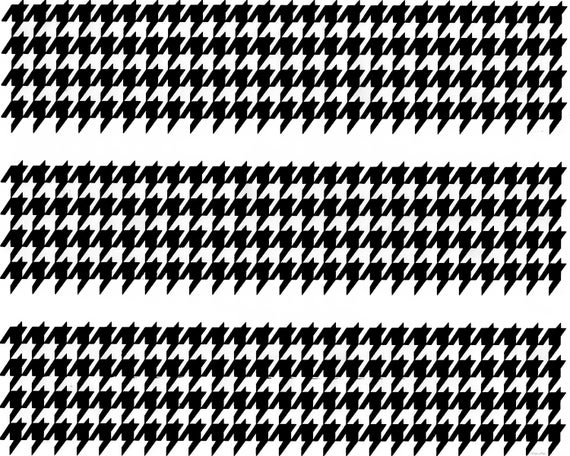 Black Houndstooth - Birthday Side Strips ~ Edible 2D Fondant Birthday Cake Side Toppers ~ D588