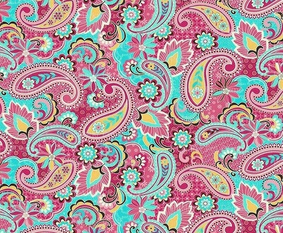 Pink and Blue Paisley Background  ~ Edible 2D Fondant Birthday Cake/Cupcake Topper ~ D20140