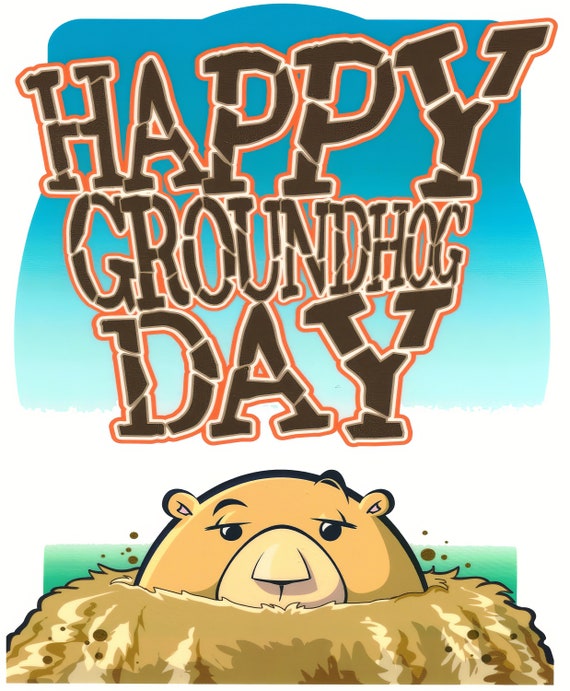 Happy Groundhog Day ~ Edible 2D Fondant Birthday Cake/Cupcake Topper ~ D788