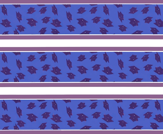 Graduation - Birthday Background - Side Strips ~ Edible 2D Fondant Birthday Cake Side Toppers ~ D2928