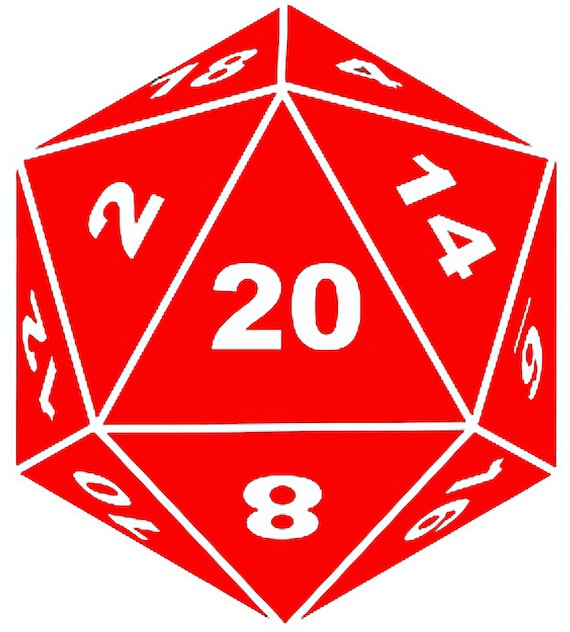 Red D20 Dice Gaming Birthday ~ Edible 2D Fondant Birthday Cake/Cupcake  Topper ~ D24126