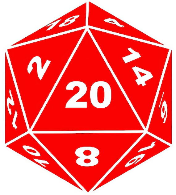 Red D20 Dice Gaming Birthday ~ Edible 2D Fondant Birthday Cake/Cupcake Topper ~ D24126