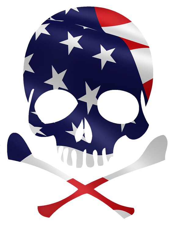 Patriotic Pirate Halloween Skull ~ Edible 2D Fondant Birthday Cake/Cupcake Topper ~ D21588