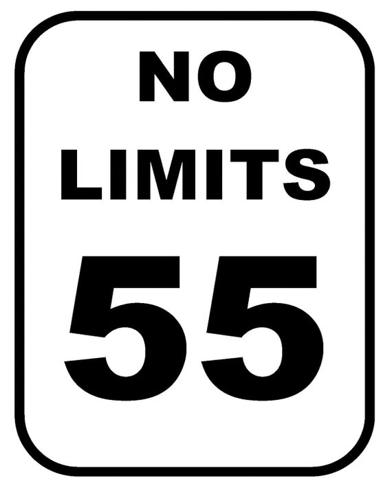 No Limits 55th Birthday Sign - 2D Fondant Edible Cake & Cupcake Topper For Birthdays and Parties! - D24349