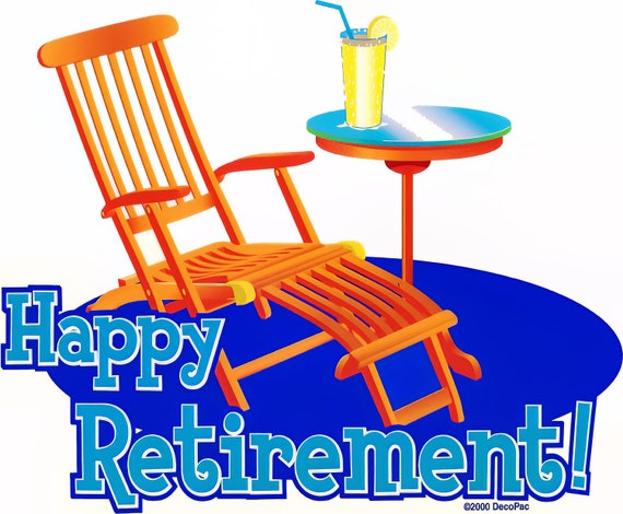 Happy Retirement Beach Chair Birthday ~ Edible 2D Fondant Birthday Cake/Cupcake Topper ~ D988