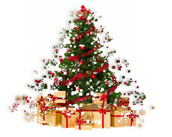 Happy Holidays Merry Christmas Tree ~ Edible 2D Fondant Birthday Cake/Cupcake Topper ~ D21802