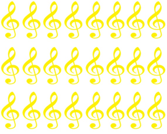 Yellow Music Band Notes Birthday - Side Strips ~ Edible 2D Fondant Birthday Cake Side Toppers ~ D22697