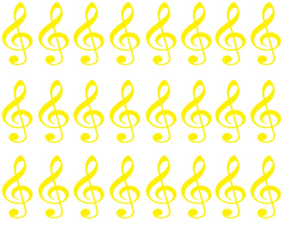 Yellow Music Band Notes Birthday - Side Strips ~ Edible 2D Fondant Birthday Cake Side Toppers ~ D22697
