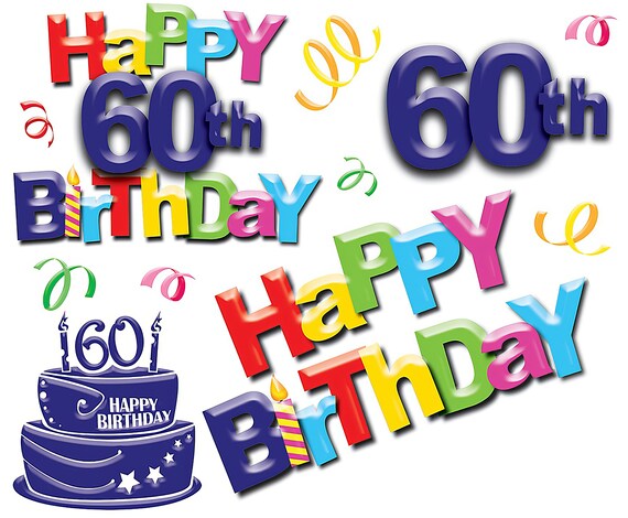 Happy 60th Birthday Party ~ Edible 2D Fondant Birthday Cake/Cupcake Topper ~ D5994