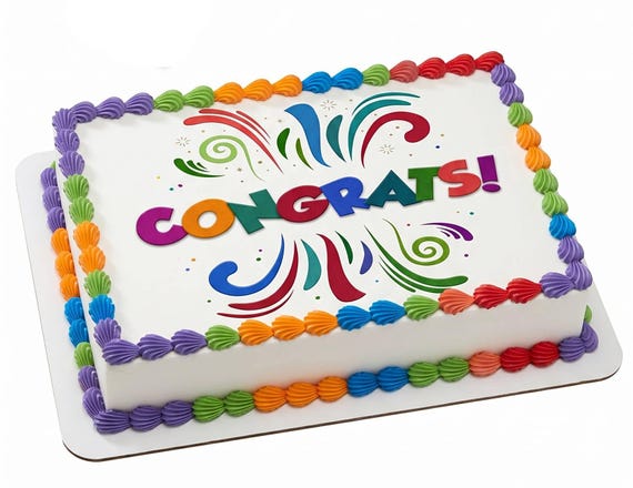 Congrats Edible Cake Topper, Colorful Celebration Frosting Sheet Decoration ~ D22321