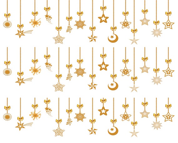 Gold Merry Christmas Ornaments ~ Edible 2D Fondant Birthday Cake Side Toppers ~ D24213