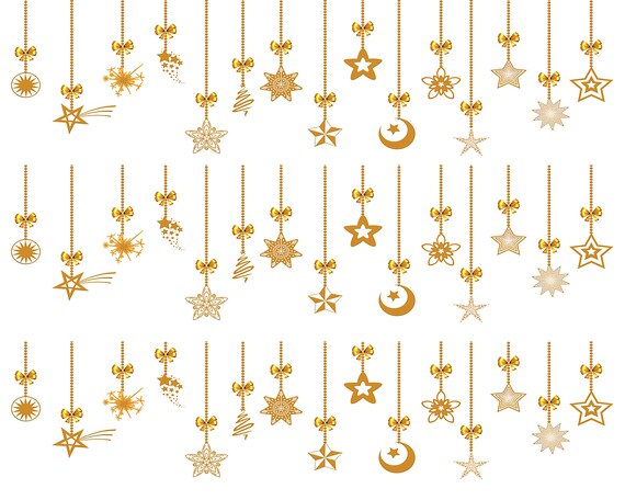 Gold Merry Christmas Ornaments ~ Edible 2D Fondant Birthday Cake Side Toppers ~ D24213