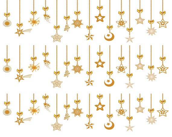 Gold Merry Christmas Ornaments ~ Edible 2D Fondant Birthday Cake Side Toppers ~ D24213