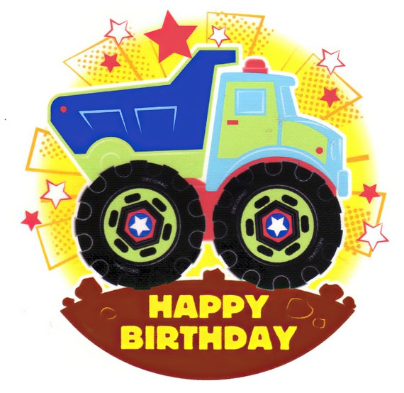 Happy Birthday Truck ~ Edible 2D Fondant Birthday Cake/Cupcake Topper ~ D20094