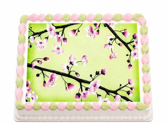 Cherry Blossom Edible Cake Topper, Spring Floral Frosting Sheet Image ~ D4374