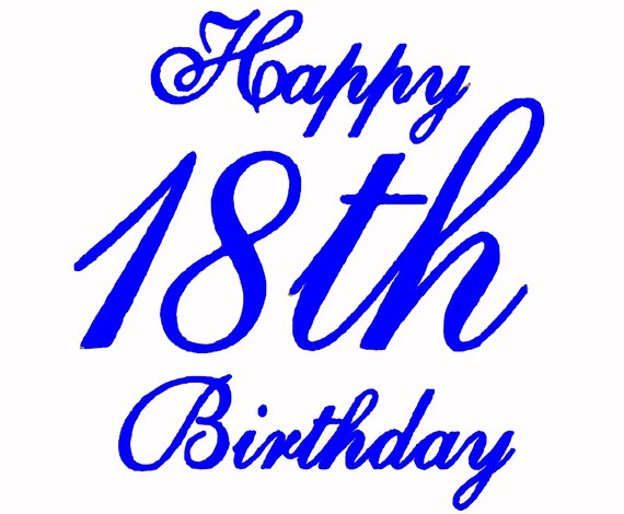 Blue Happy 18th Birthday ~ Edible 2D Fondant Birthday Cake/Cupcake Topper ~ D22441