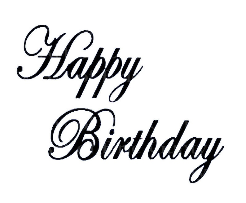 Happy Birthday Script Edible 2D Fondant Birthday | Etsy