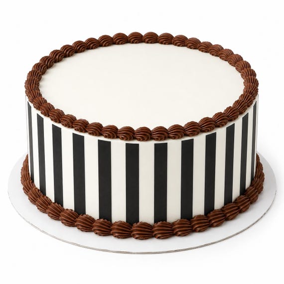 Black White Striped Edible Cake Side Strip, Birthday Frosting Sheet Decoration ~ D22412