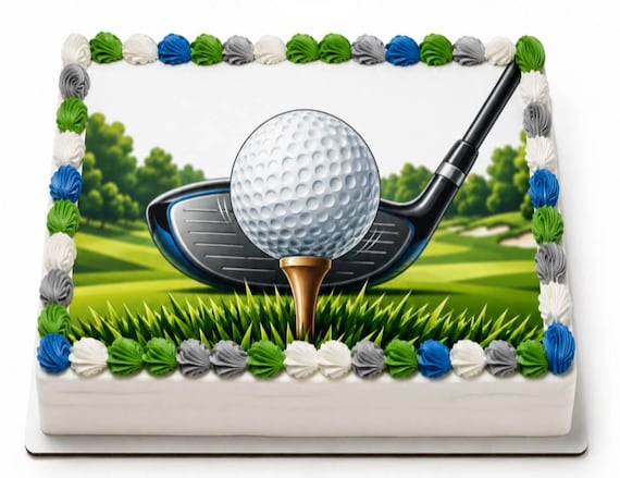 Golf Ball Club Edible Cake Topper, Golfer Birthday Frosting Sheet Image ~ D30123