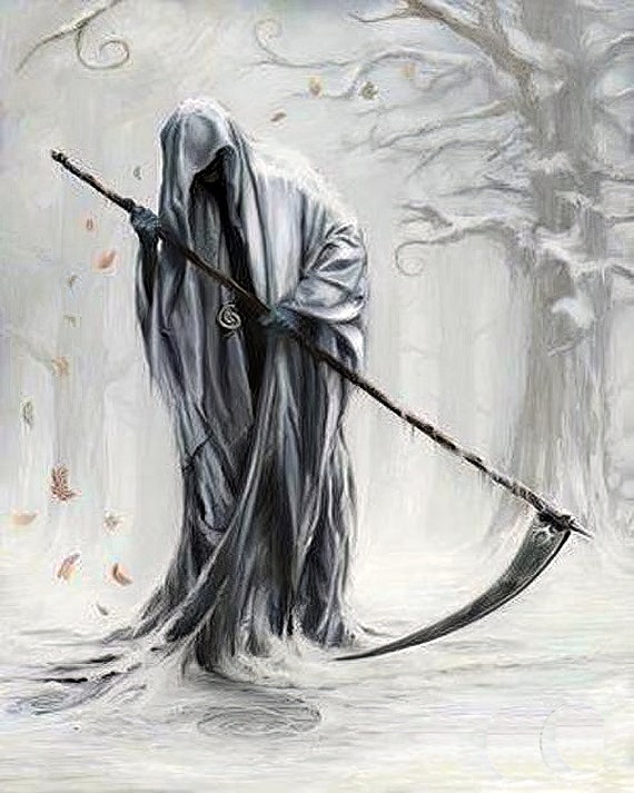 Grim Reaper Skull Halloween ~ Edible 2D Fondant Birthday Cake/Cupcake Topper ~ D5853