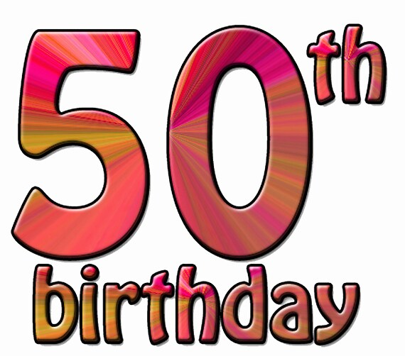 Happy 50th Birthday ~ Edible 2D Fondant Birthday Cake/Cupcake Topper ~ D5989