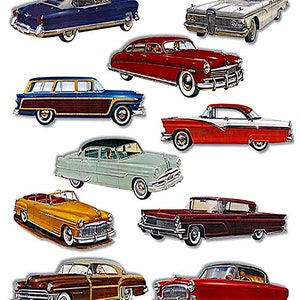 1950s Classic Cars Birthday ~ Edible 2D Fondant Birthday Cake/Cupcake Topper ~ D7652