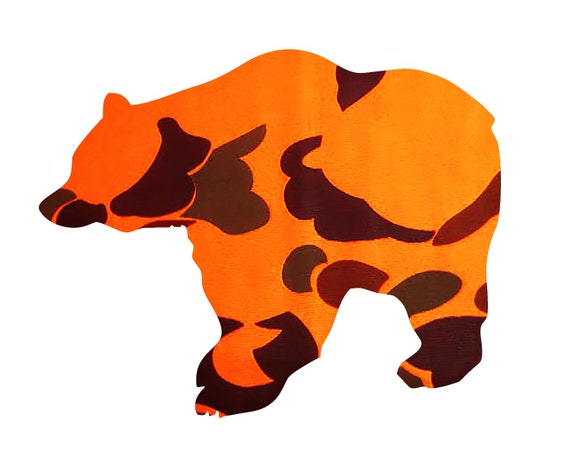 Blaze Orange Camo Bear Birthday ~ Edible 2D Fondant Birthday Cake/Cupcake Topper ~ D22578