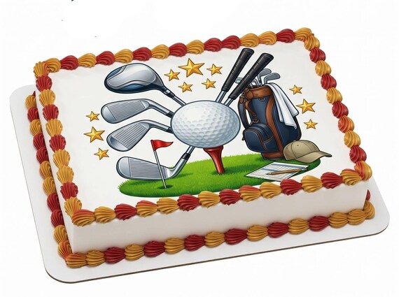 Golf Father’s Day Edible Cake Topper, Dad Golfer Celebration Frosting Sheet Decoration ~ D30065