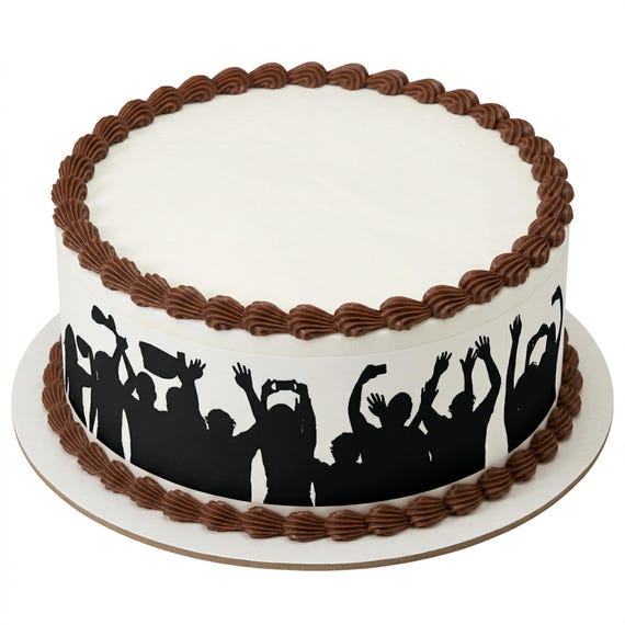 Crowd Silhouette Edible Cake Side Strips, Celebration Concert Frosting Sheet Wrap Decoration ~ D20908