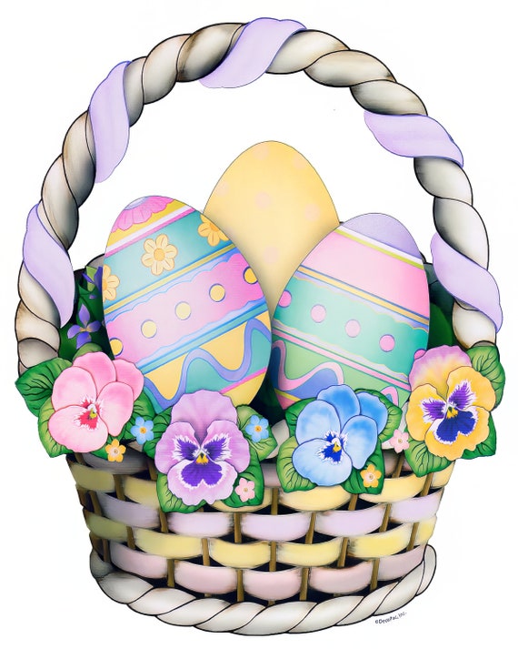 Easter Basket Birthday ~ Edible 2D Fondant Birthday Cake/Cupcake Topper ~ D20581