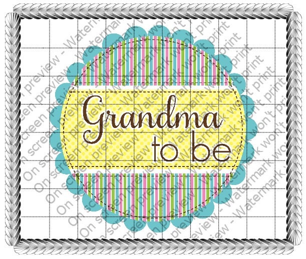 Grandma To Be Baby Shower Edible 2D Fondant Birthday Cake/Cupcake