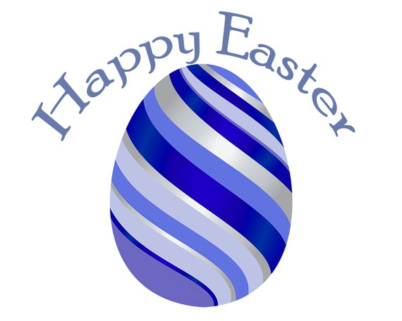 Happy Easter Blue Egg ~ Edible 2D Fondant Birthday Cake/Cupcake Topper ~ D22112
