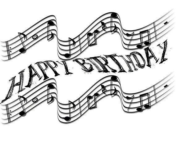 Musical Notes Band Happy Birthday ~ Edible 2D Fondant Birthday Cake/Cupcake Topper ~ D22862