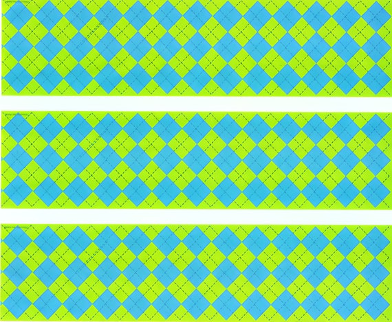 Green Argyle - Birthday Side Strips ~ Edible 2D Fondant Birthday Cake Side Toppers ~ D562