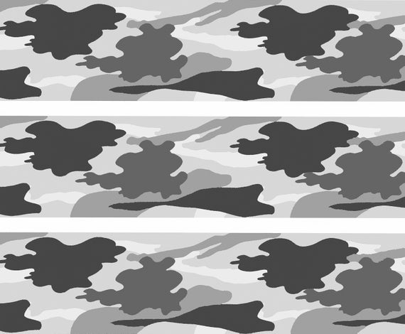 Gray Hunting Camo - Birthday Background - Side Strips ~ Edible 2D Fondant Birthday Cake Side Toppers ~ D9799