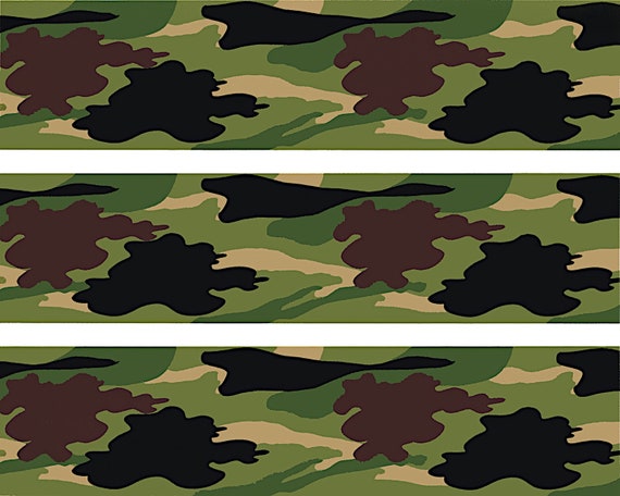 Jungle Camo - Side Strips ~ Edible 2D Fondant Birthday Cake Side Toppers ~ D20885