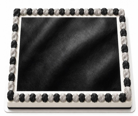 Black Leather Texture Edible Cake Topper, Dark Sleek Hide Frosting Sheet Image, Biker Rocker Luxury Party ~ D30090