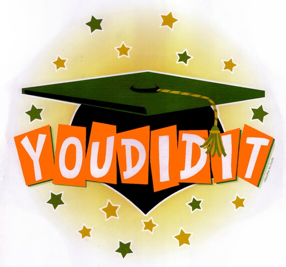 You Did It! Graduation ~ Edible 2D Fondant Birthday Cake/Cupcake Topper ~ D148