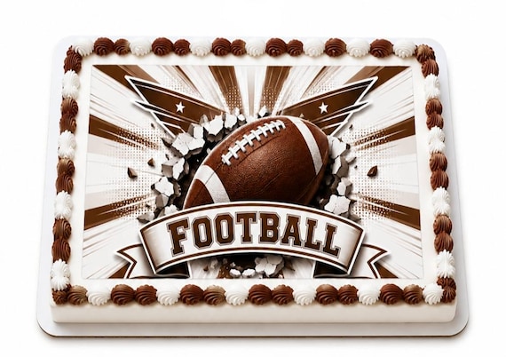 Football Burst Edible Cake Topper, Sports Birthday Frosting Sheet Image ~ D30167