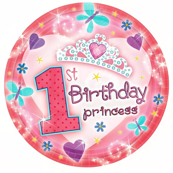 Pink Princess Happy 1st Birthday ~ Edible 2D Fondant Birthday Cake/Cupcake Topper ~ D7641
