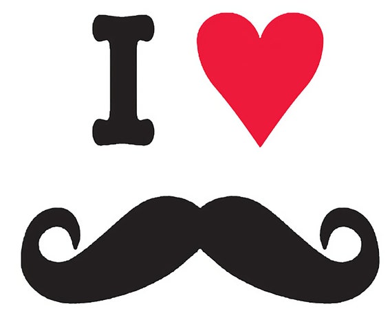 I Love Mustache ~ Edible 2D Fondant Birthday Cake/Cupcake Topper ~ D346