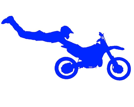 Motocross Dirtbike Blue Party Birthday - Edible Cake and Cupcake Topper For Birthday's and Parties! - D24738