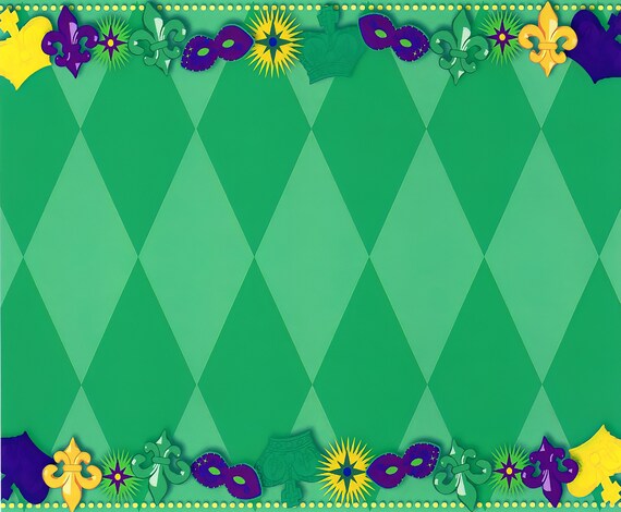 Mardi Gras Masks Background ~ Edible 2D Fondant Birthday Cake/Cupcake Topper ~ D3214