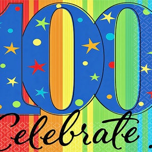 Celebrate 100 Birthday ~ Edible 2D Fondant Birthday Cake/Cupcake Topper ~ D6011