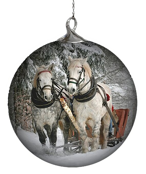 Sleigh Horses Winter Snow Christmas ~ Edible 2D Fondant Birthday Cake/Cupcake Topper ~ D24237