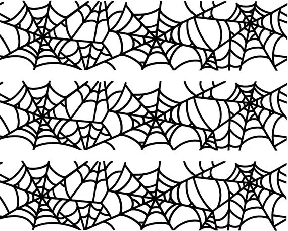 Halloween Spider Webs - Birthday Background - Side Strips ~ Edible 2D Fondant Birthday Cake Side Toppers ~ D22553