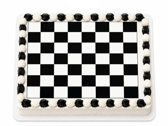 Checkered Flag Edible Cake Topper, Racing Checkerboard Frosting Sheet Image, Party ~ D22564